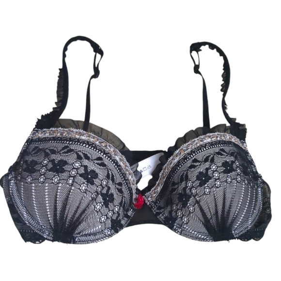 SOPHIE White and Black Lace Padded Bra Size 34B - Picture 6 of 14